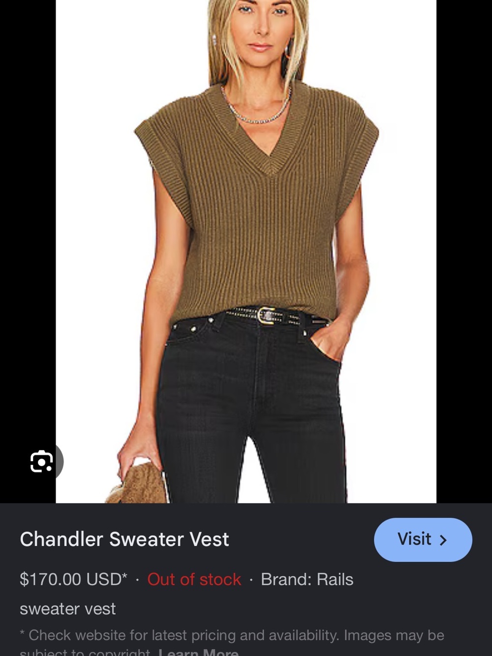 Sleeveless V-Neck Knit Vest in Earthy-Olive